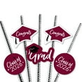 thumbnail image 2 of Big Dot of Happiness Maroon 2026 Graduation Paper Straw Decor - Party Striped Decorative Straws - Set of 24, 2 of 6