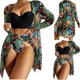 thumbnail image 1 of Traje de baño de 2 piezas para mujer, trajes de baño para mujer, traje de baño de tres piezas con estampado de cintura alta y abertura de malla para mujer, 1 of 7