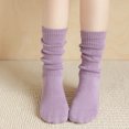 thumbnail image 4 of Girls Crew Socks Ribbed Knit Slouch Mid Calf Sock Solid Color Soft Cotton Breathable School Uniform Socks*1pc, 4 of 6