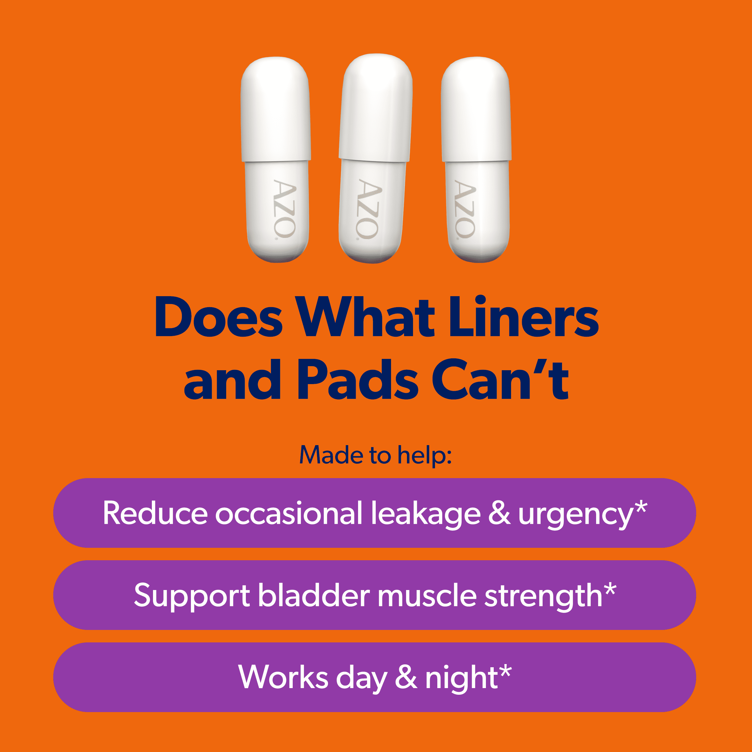 (3 pack) AZO Bladder Control with Go-Less® Blend Daily Supplement, Reduces Urgency & Leakage Naturally with 24-HR Support, 72 Count