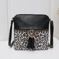 thumbnail image 1 of Bolso de mujer Bolso de mujer con borlas de leopardo en contraste de colores Bolso de mujer con borlas dobles colgantes para el hombro, 1 of 6