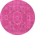 thumbnail image 1 of Ahgly Company Indoor Round Abstract Pink Modern Area Rugs, 5' Round, 1 of 4