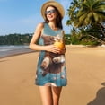 thumbnail image 3 of Rocae Floating Cat And Donuts for Sleeveless Dresses Summer Casual Ruffle Sleeveless Cute Crew Neck Flowy Dress with Pockets, 3 of 7