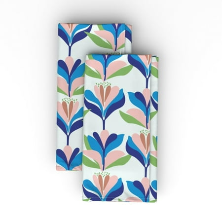

Linen Cotton Canvas Dinner Napkins (Set of 2) - Bold Scandinavian Inspired Floral Pattern Flowers Leaves Abstract Contemporary Modern Scandi Print Cloth Dinner Napkins by Spoonflower