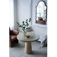 thumbnail image 3 of Cement Round Dining Table with Pedestal Base, Mid Century Coffee Table for Kitchen Dining Room Living Room, 36x36x30", Cream, 3 of 9