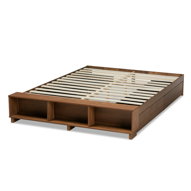 Baxton Studio Arthur Modern Rustic Ash Walnut Brown Finished Wood King Size  Platform Bed With Built-In Shelves - Walmart.Com