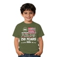 thumbnail image 4 of Patriotic Boys Short Sleeve T-Shirt USA 250th Anniversary 1776-2026 Vintage American Flag Top, 4 of 4