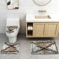 thumbnail image 5 of 4PCS/Set Western Texas Star on Rustic Panel Shower Curtain set, Vintage Country Wood Barn Plank Bathroom Decor, Fabric Bath Curtain Non-slip Bathroom Mat Bath Carpet Toilet Rug, Rusty Star, 5 of 7