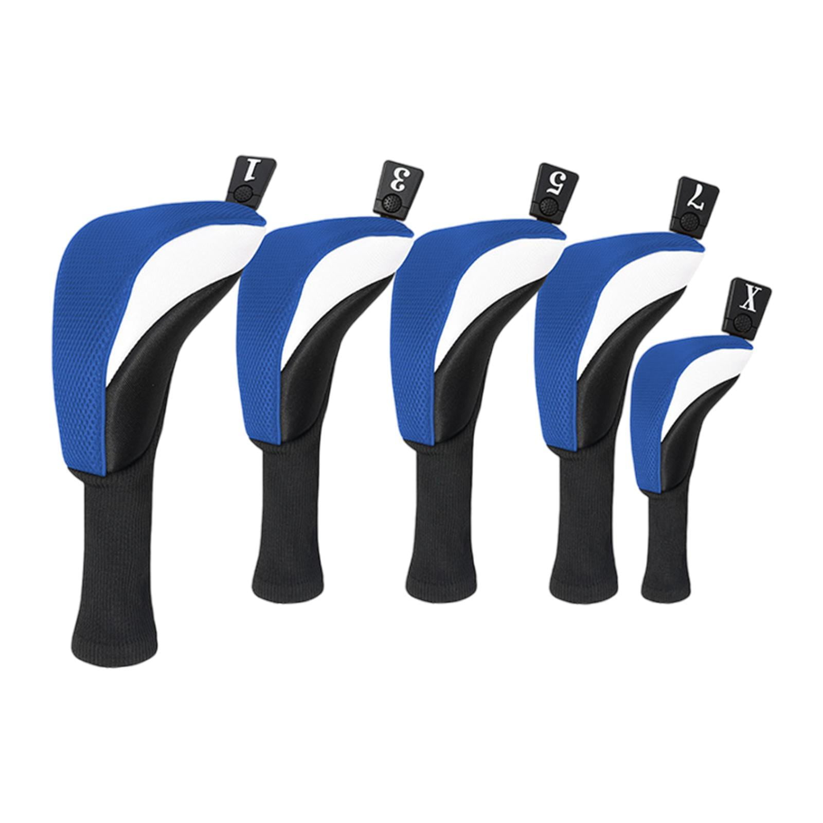 Baoblaze 5 Pieces Golf covers Golf Club Head Cover for Men Women Golfer Gift Blue
