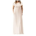 thumbnail image 1 of EIMELI Robe Décontractée pour Femmes Col Rond Poches Manches Courtes Robe Ample de Soirée Vêtements pour Femmes G Beige, 1 of 6