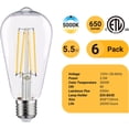 thumbnail image 3 of czcpp-Sparkling ST19 Vintage LED Light Bulb, ST58 Transparent Glass Antique Edison Style, LED Filament Bulbs with E26 Base (6, 5000K 650LM), 3 of 4