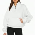 thumbnail image 2 of Godom Women's Sweatshirt Quarter-Zip V Neck Fleece Pullover Hoodie with Thumb Holes, 2 of 8