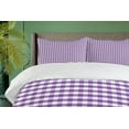 thumbnail image 4 of Ambesonne Checkered Duvet Cover Sets, Gingham Vintage Style, 2-Queen, Purple White, 4 of 7