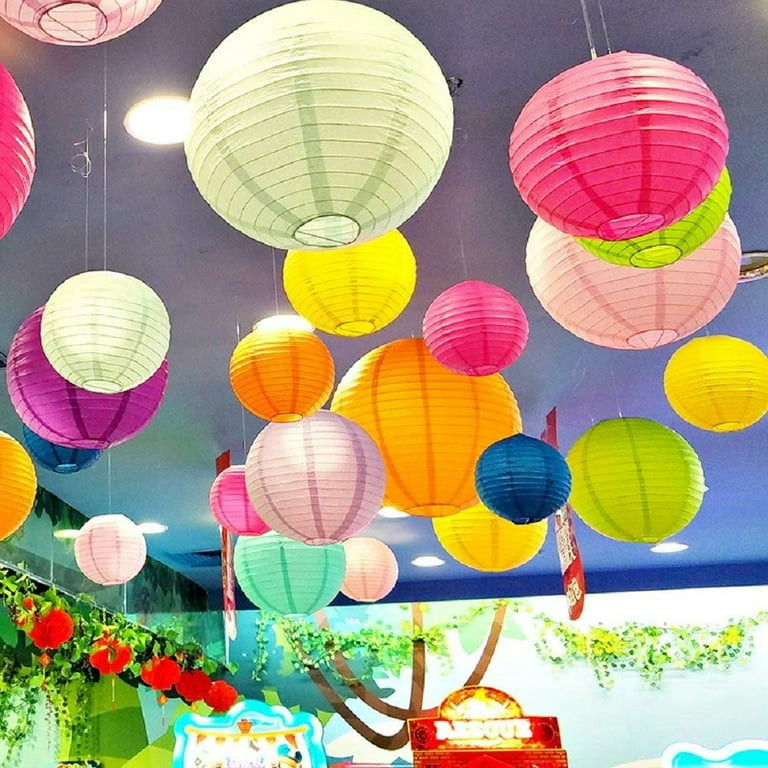 12 Pieces Chinese Paper Lanterns Multicolor Hanging Hollow Out Lanterns 8  Inch Asia Japanese Lantern Lamps for Home Outdoor Classroom Decorations
