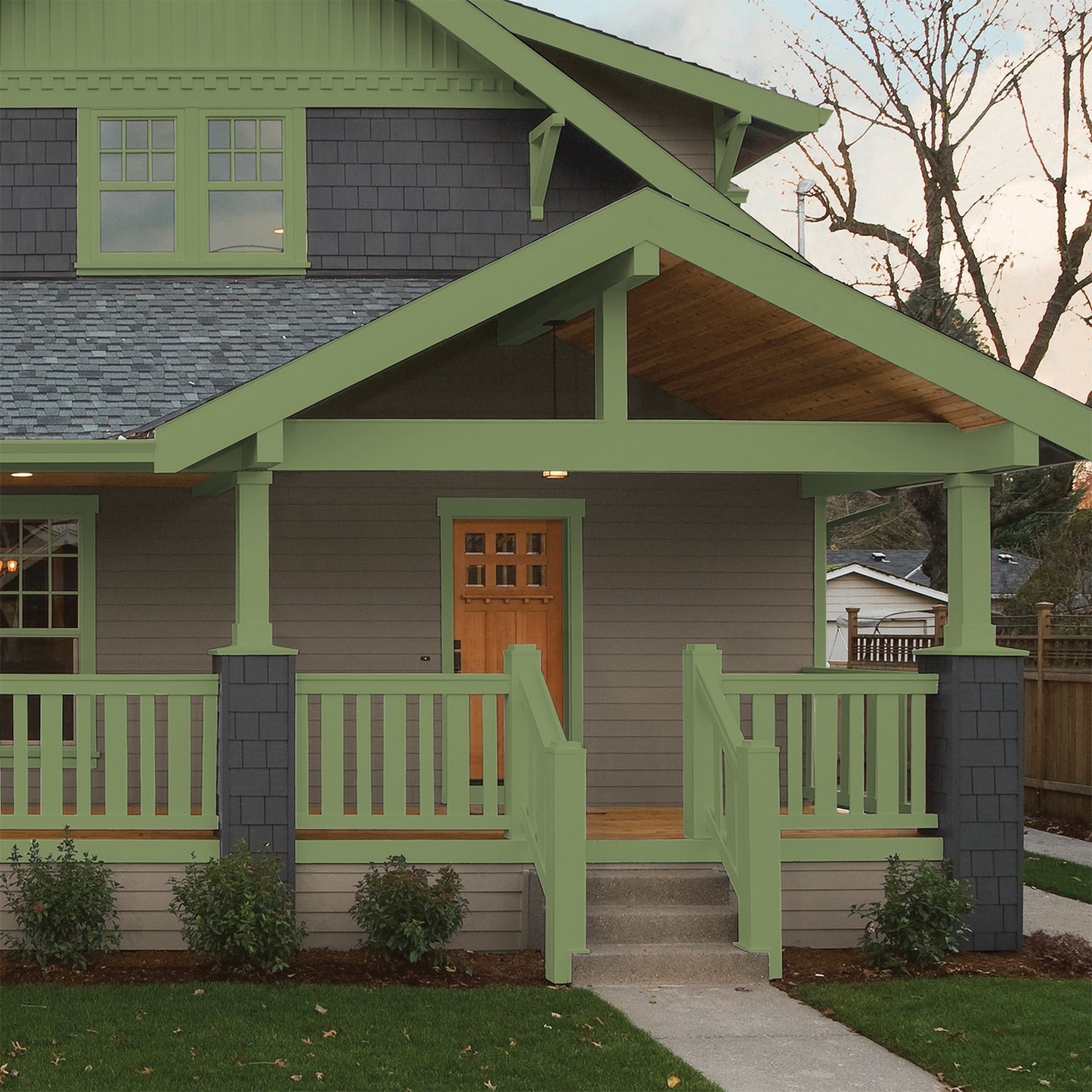 Glidden HEP Moss Point Green / Green Semi-Gloss Exterior Paint with Primer, 1 Gallon