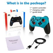 Switch Controller, Wireless Pro Controller for Switch/Switch Lite/Switch OLED, Switch Remote Gamepad with Joystick, Adjustable Turbo Vibration, Ergonomic Non-Slip - Blue