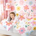 thumbnail image 4 of meiyoeat Cute Floral Alphabet Print 7-Piece Twin Bedding Sets For Girls,Cartoon Flowers Monogrammed S Letter Bedding Comforter Set For Kids,pink Reversible, 4 of 7
