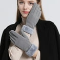 thumbnail image 4 of Otqutp Windproof&nbsp;Teen Girls Warm Mittens Womens Winter Suede Gloves with Touchscreen Texting Finger Wool Lined Windproof Warm Fashion Dress Gloves(Grey,One Size), 4 of 7