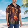 thumbnail image 5 of Bixox Men's Hawaiian Shirts Men's Butterfly Sitting on a Flower Print Short-Sleeve Shirt-Large, 5 of 8
