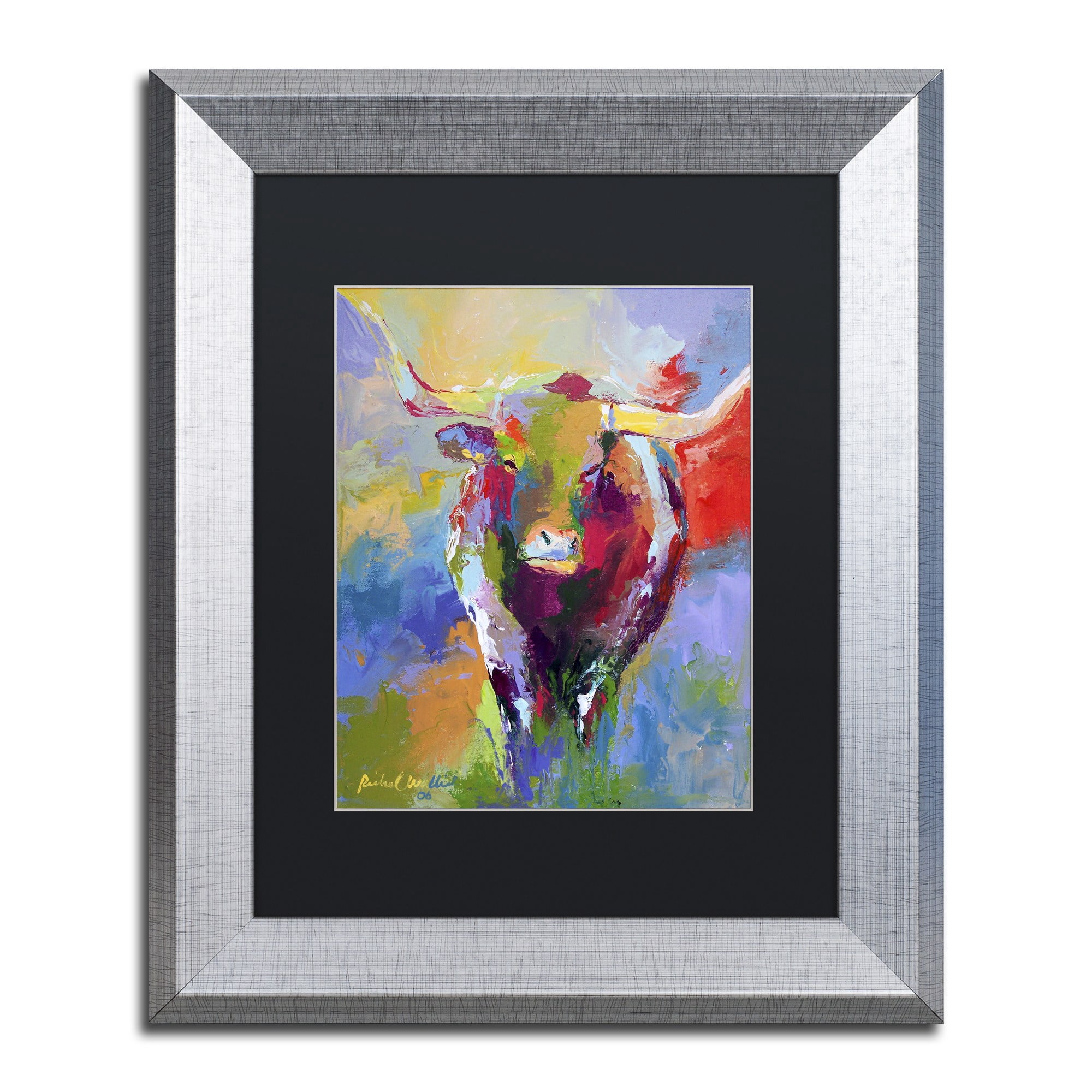 Richard Wallich 'Longhorn' Black Matted Framed Art