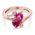 thumbnail image 3 of Gem Stone King 18K Rose Gold Plated Silver Pink Created Sapphire Red Created Ruby and White Lab Grown Diamond Ring for Women (1.79 Cttw, Heart Shape 6MM, Gemstone Birthstone, Size 6), 3 of 6