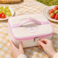 thumbnail image 3 of Lunch Bag, Cartoon Zippered Portable Insulated Thermal Cooler Handheld Bento Box for Adults Work Office Picnic Travel Outdoor Lightweight Durable Food Container 9.06x11.02in Pink, 3 of 5