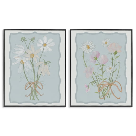 Vintage Spring Clippings 2 Piece Black Framed Giclee Art Set, design by Leslie Hermosa