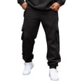 thumbnail image 3 of Basysin Men Jogger Cargo Pants Elastic Drawstring Waist With Pockets Trousers Solid Color Lounge Walking Jogging Outdoor Casual Workout Home, 3 of 6