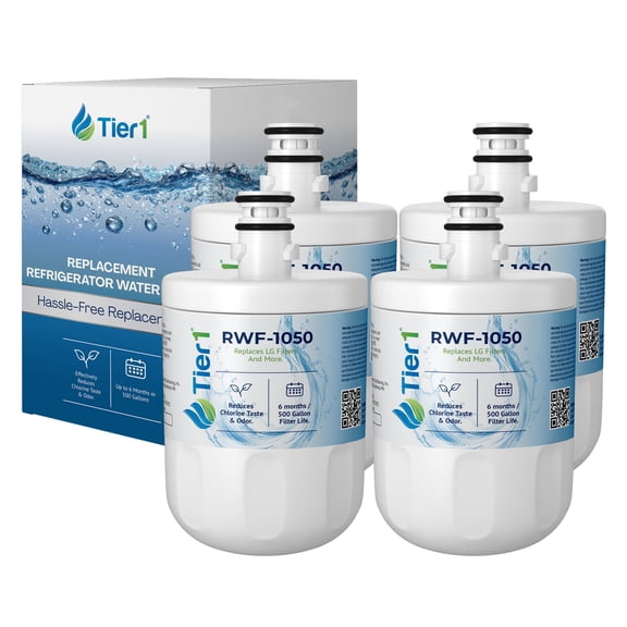 Tier1 RWF1050 5231JA2002A Refrigerator Water Filter | Replacement for LG LT500P & Kenmore 9890 Fridge Filter - Up to 12 Months Supply | Easy Install | Odor Control | Enjoy Great Tasting Water (4-pk)