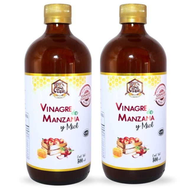 LA TIA TRINI | Vinagre de Manzana | Con Miel | Apoya a una buena digestion | 2 Botella de vidrio total 1 Litro