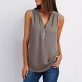 thumbnail image 6 of Womens Tops， LOVE DOCK 2022 Summer Chiffon Tank Tops Women Tunic Zipper V Neck Vest Tops Sexy Sleeveless Loose Vests Ladies Shirt Tops, 6 of 7