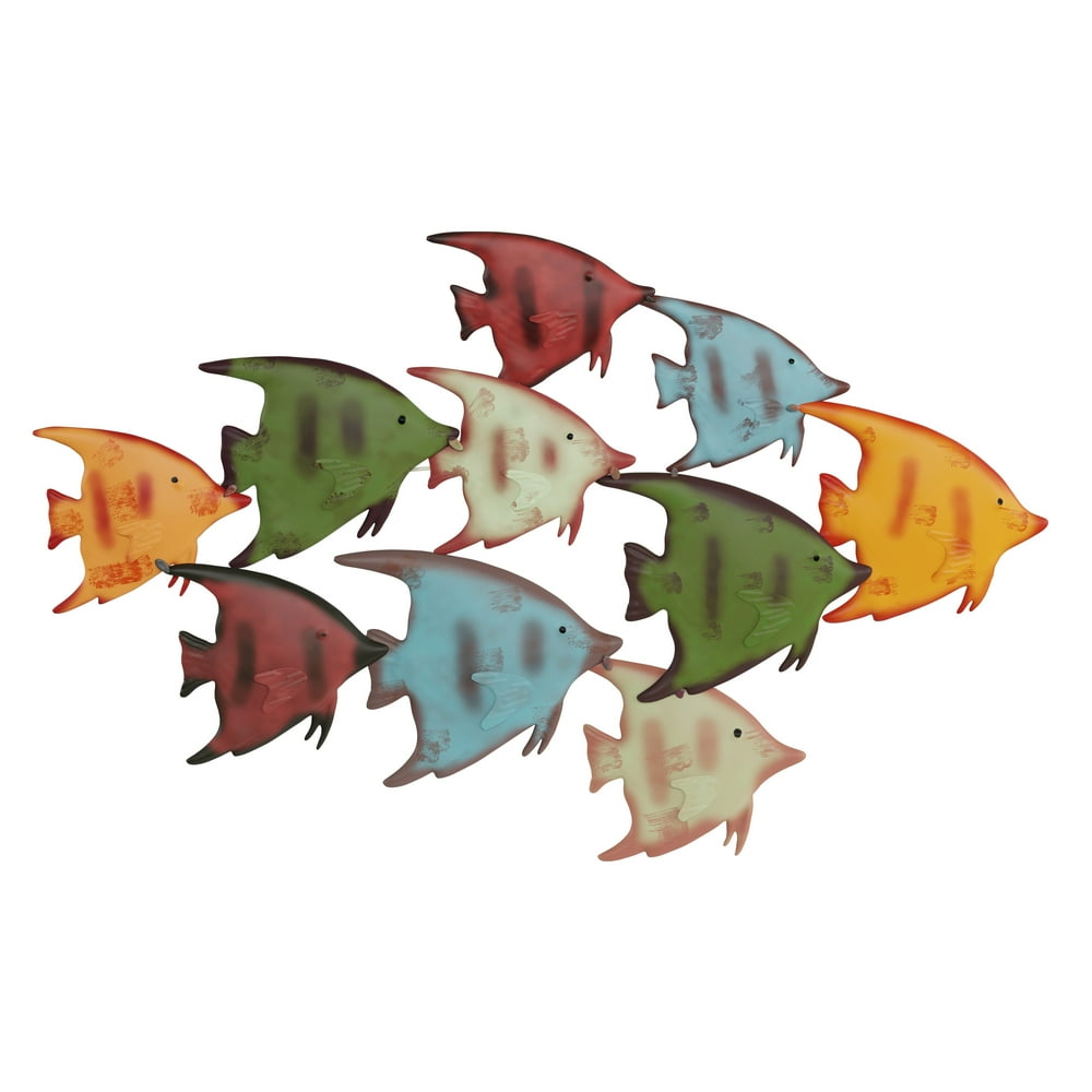 School of Fish Wall Art Nautical 3D Metal Hanging DecorVintage