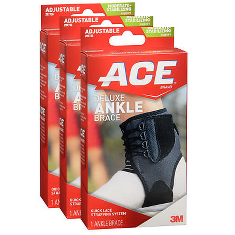 Ace Ankle Brace Deluxe Adjustable Moderatestabilizing Support pack of