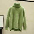 thumbnail image 6 of MexChoioe Women's Sweaters Turtleneck Fuzzy Plush Knit Long Sleeve Hi‑Lo Hem Pullover for Women, 6 of 6