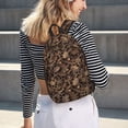 thumbnail image 5 of Disketp Brown Camouflage Skull Canvas Backpack Lightweight Travel Daypack Student Rucksack Laptop Backpack-Small, 5 of 5
