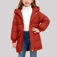 thumbnail image 2 of Gubotare Kids Hooded Zipper Puffer Coat Baby Boys Girls Toddlers Winter Coats Hooded Puffer Jacket Down Snow Jacket Warm Fleece Coat Solid Outerwear 4T 5T (Wine,4-5 Years), 2 of 6