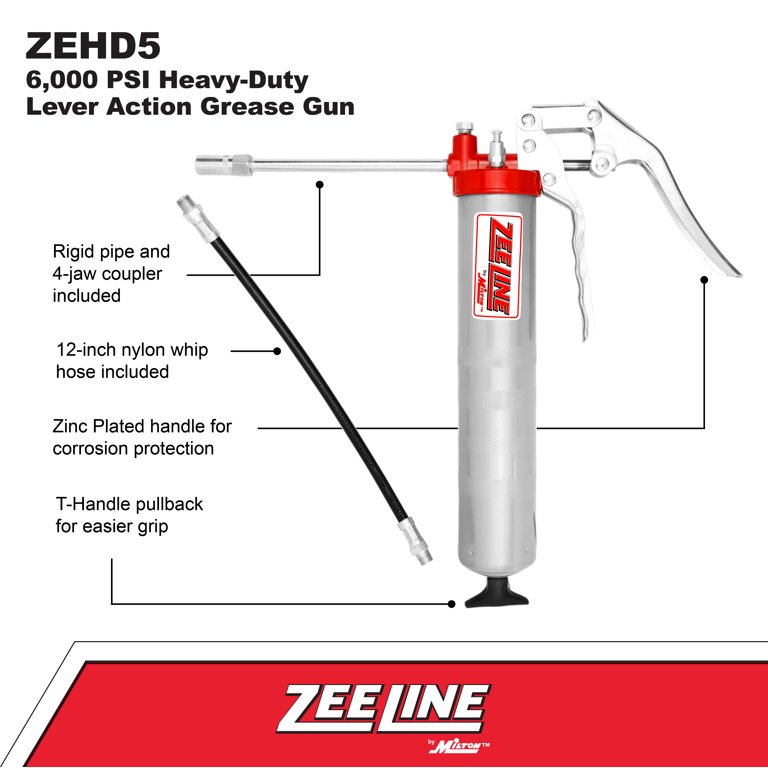 Zee Line, 6000 PSI HeavyDuty Pistol Action Grease Gun, PSI, 43 OFF