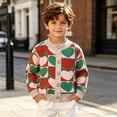 thumbnail image 5 of WAVSUF Boys Cardigan Sweater Long Sleeve Crew Neck Button Down Fall Casual Top Red 1, 5 of 9