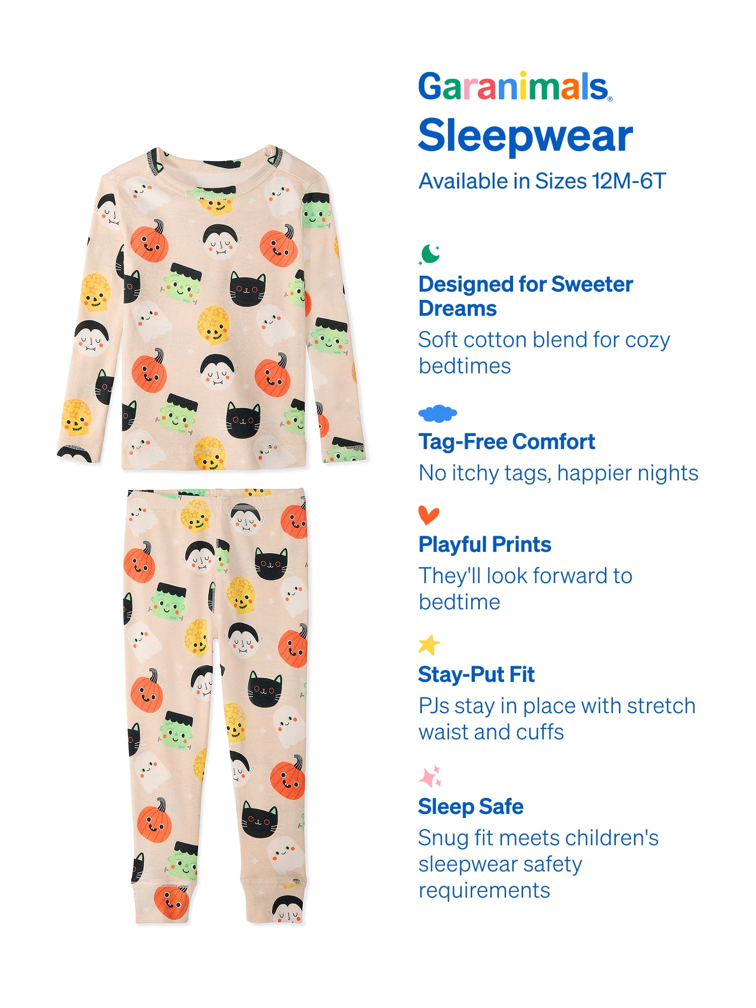 Garanimals Baby & Toddler Pajama Sets, 2-Piece & 6-Piece, Sizes 12M–6T