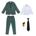 thumbnail image 2 of Swuxness Toddler Boys Solid Color Shirt Jacket Pants Ties Brooch 5 Piece Formal Outfit Suits Dressy Style Green 5-6 Years, 2 of 3