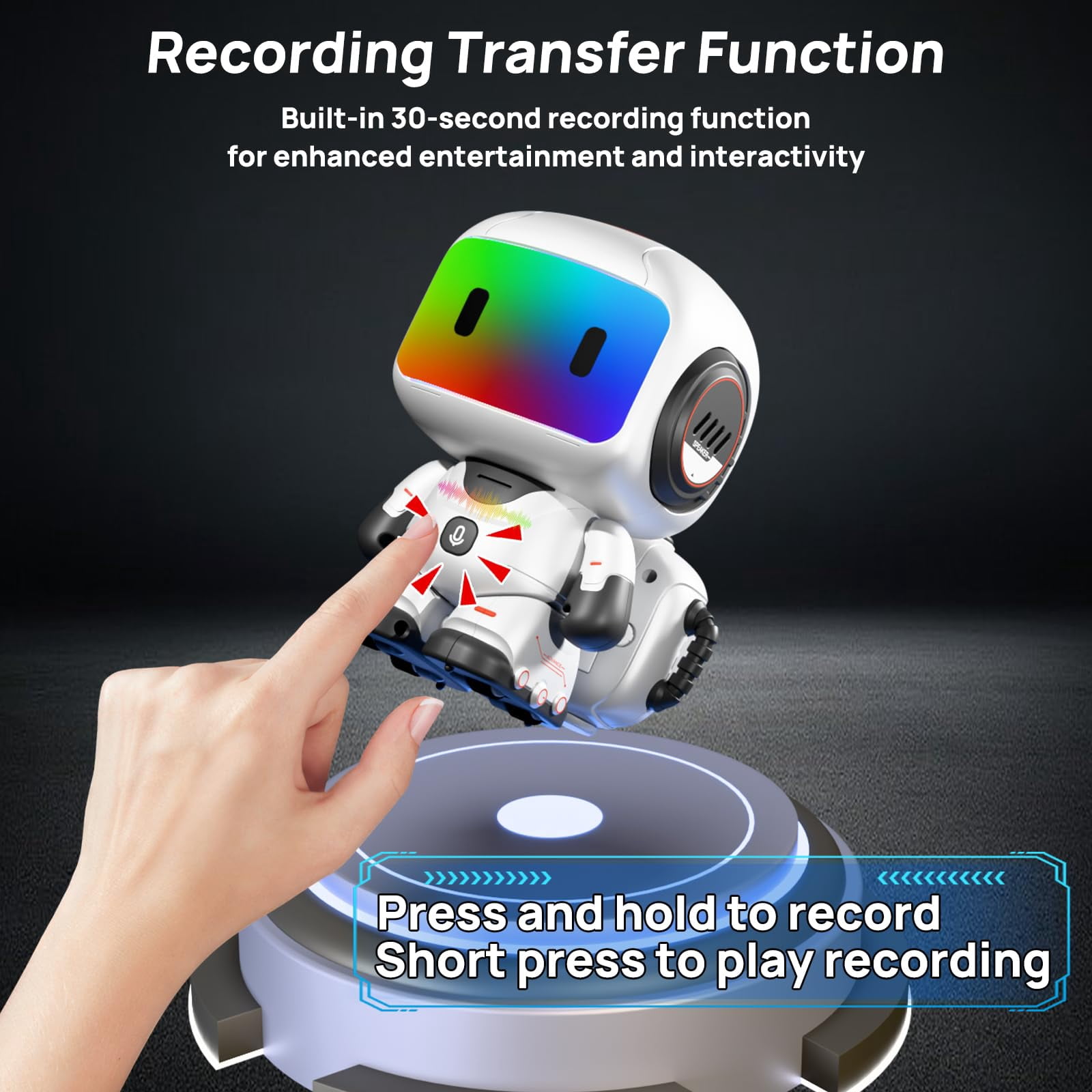 Aezusy RC Robot Toys for Kids, Programming Remote Control Robots with Walking Sliding Recording Music & LED Lights, STEM Educational Interactive Toy Gift for Boys Girls Ages 3-8, Gray