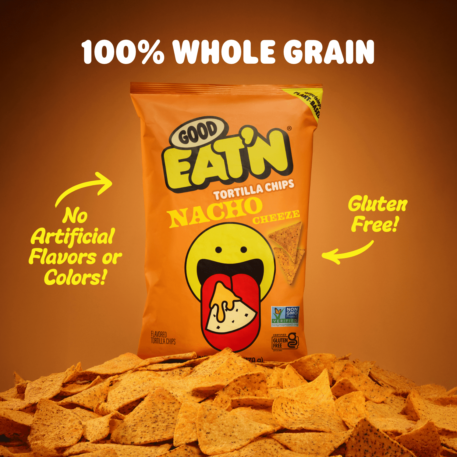(9 pack) Good Eat'n Nacho Cheeze Tortilla Chips, Non-GMO Corn Snack, Gluten-Free, Vegan, 6oz