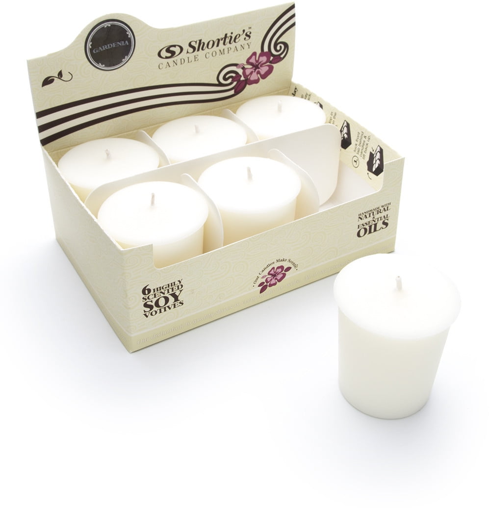 Pure Gardenia Soy Votive Candles - Scented with Essential & Natural Oils - 6 White Natural Votive Candle Refills - Flower & Floral Collection