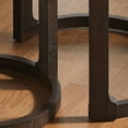 thumbnail image 6 of 24" Curved Round Circle Wooden Coffee Table Set, 2Pcs Mid Century Rustic Style Side Table with Solid Wood Legs, End Table for living Room, Office, Apartment, Drak Brown, 6 of 9