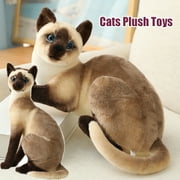 Cat Plush Toy Lifelike Stuffed Animal Realistic Siamese Kitten Model Soft Desktop Decoration for 3+ Years