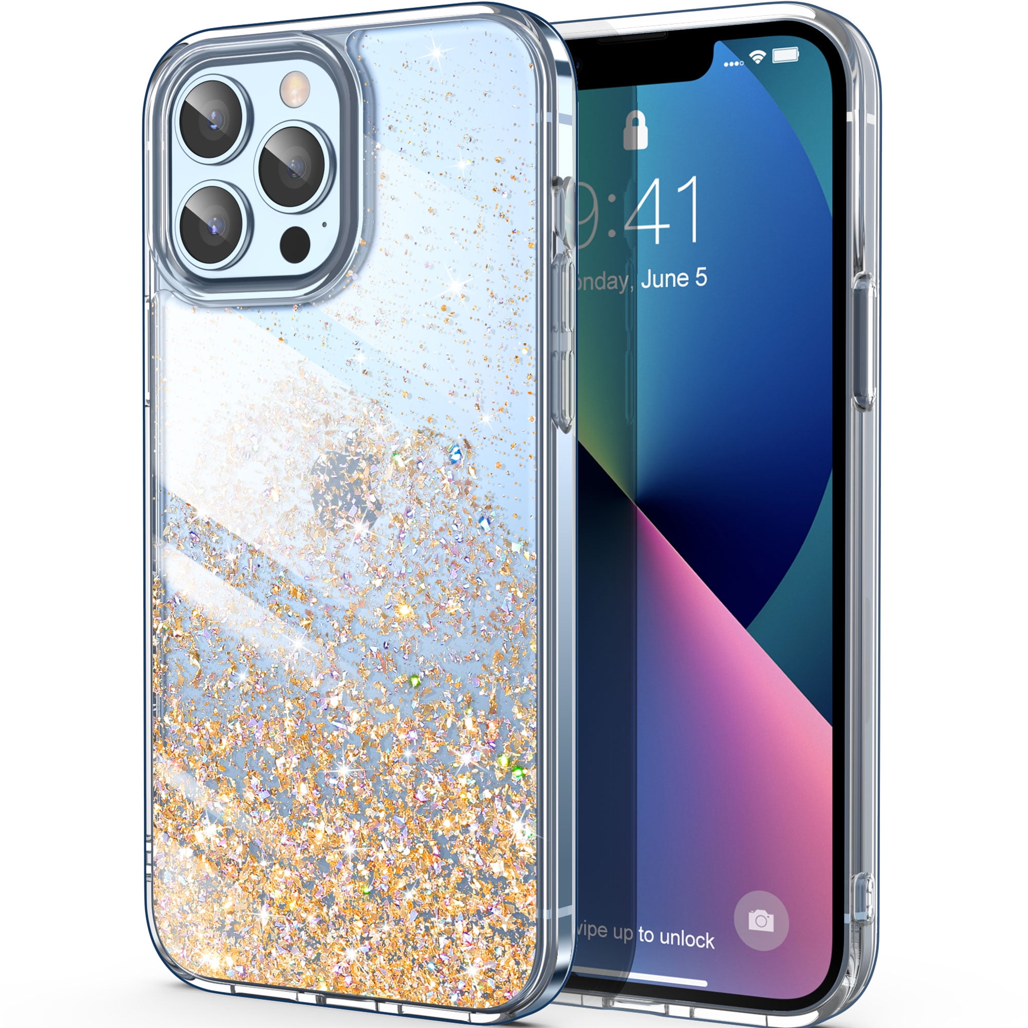ULAK Glitter Case for iPhone 13 Pro Max for Women Girls, Clear Slim Bumper Phone Case for Apple iPhone 13 Pro Max 2021, Glitter - Walmart.com