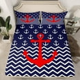 thumbnail image 2 of jejeloiu Red Ship Anchor Queen Sheet Sets,Geometric Waves Stripes Flat Sheet,Navigation Theme Queen Fitted Sheet For Boys,Breathable Home Decor,4pcs, 2 of 7