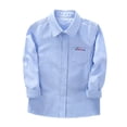 thumbnail image 4 of UACY Boys Girls Dress Shirt Long Sleeve Button Down Shirts Teen School Tops Kids Plain Blouse Lapel Solid Formal Tee (Blue, 5-6 Years), 4 of 9