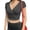 Grey, variant on Women T-shirt Deep V-Neck Short Sleeve Navel-Exposed T-Shirt Slim Fit Solid Color Tops Lightweight Stretch Cropped Tops