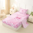 thumbnail image 2 of Erosebridal Pink Cartoon Bowknot Twin Sheet Sets For Girls,Kawaii Butterfly Letter T Initial Bedding 3-Piece, 2 of 6